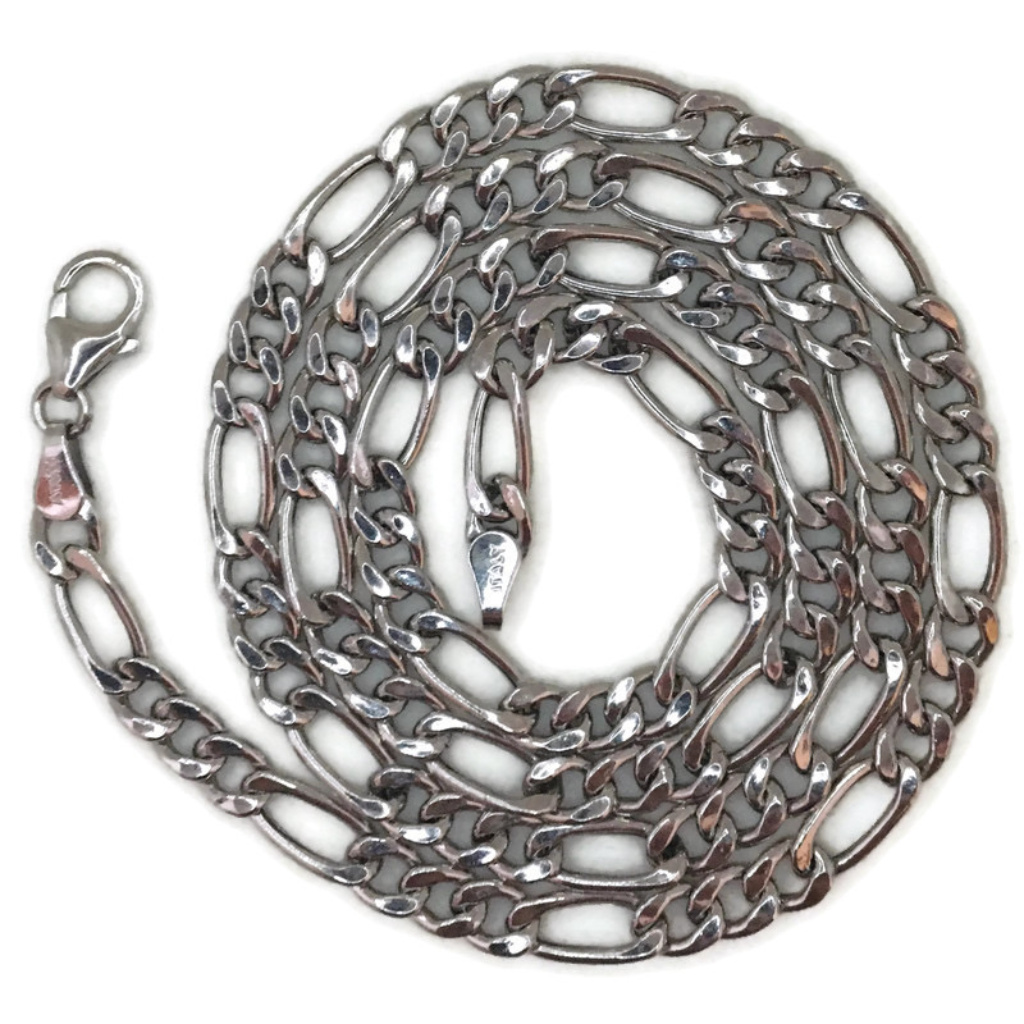 White Gold On Silver Necklace Hollow Figaro Chain 88$